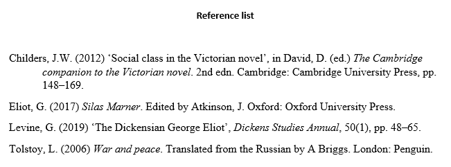 Harvard reference list example