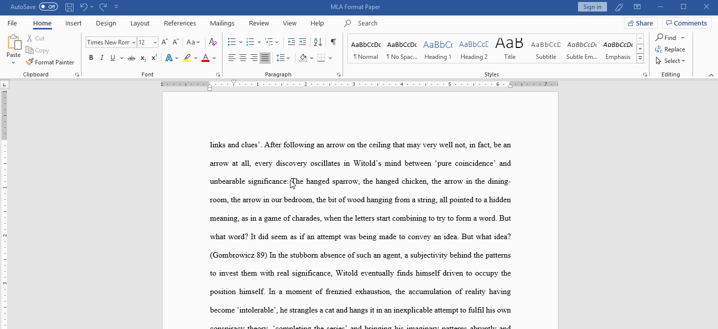 block quote in essay