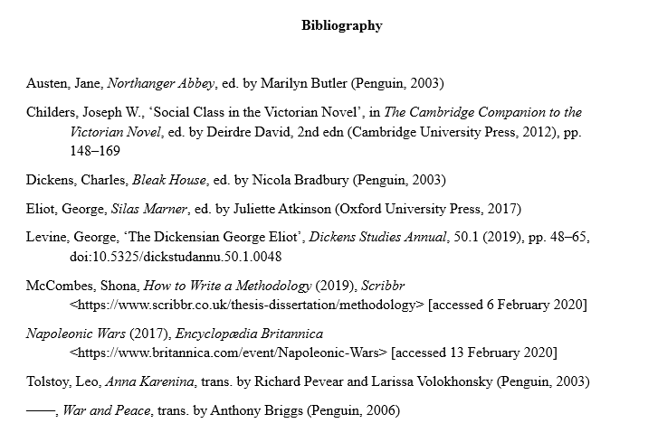 MHRA bibliography example