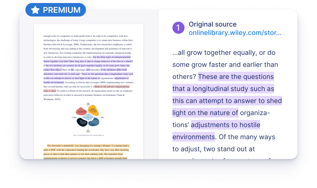 Plagiarism report with side-by-side comparison