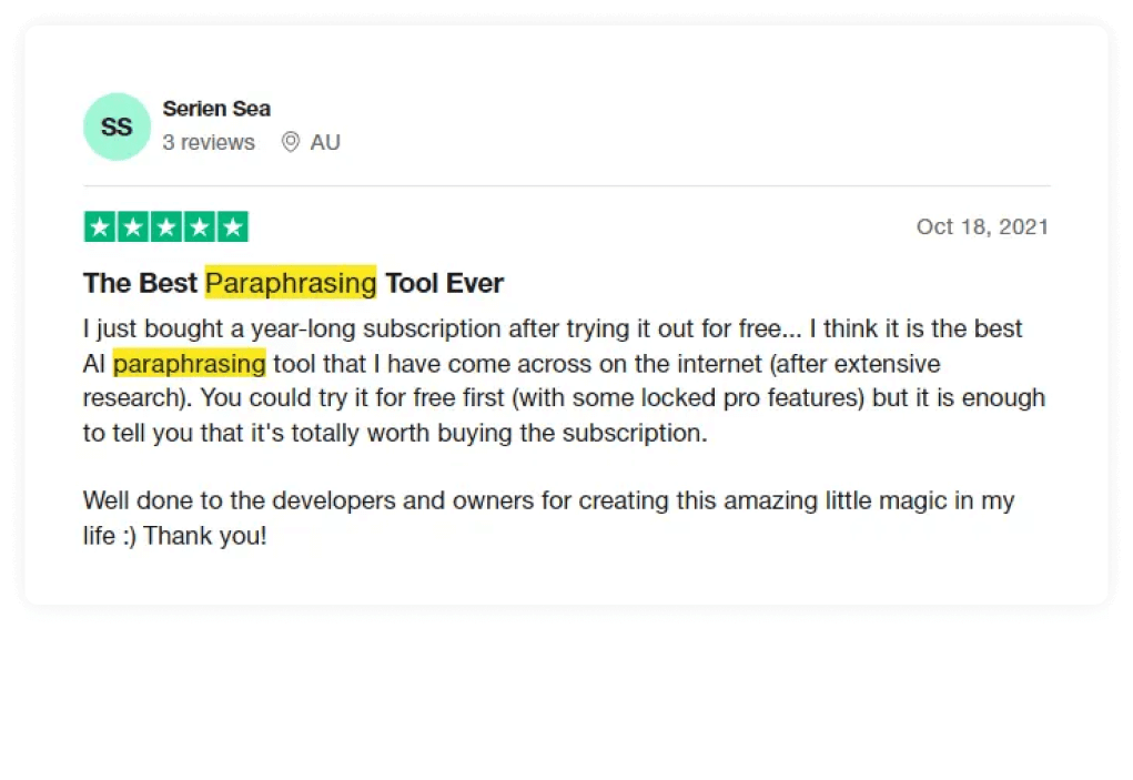 Paraphrasing tool trustpilot 02