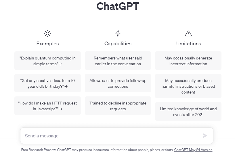 ChatGPT home page