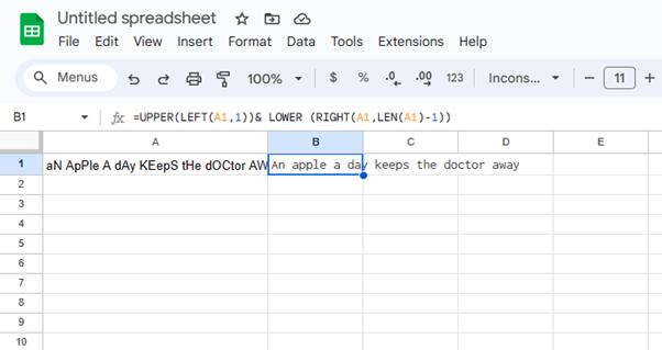 sentence case in excel function